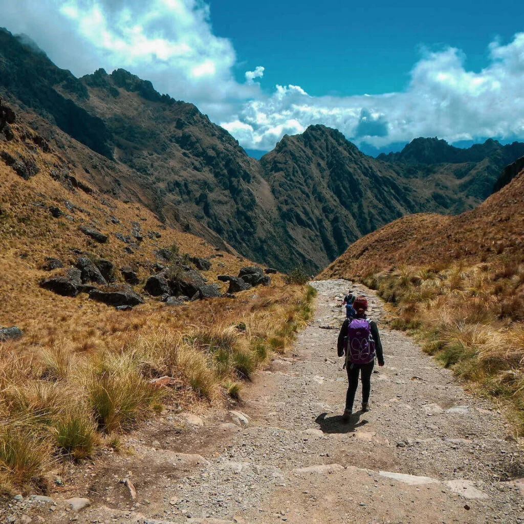Warmiwañusca pass, highest point of the Inca Trail trek to Machu Picchu