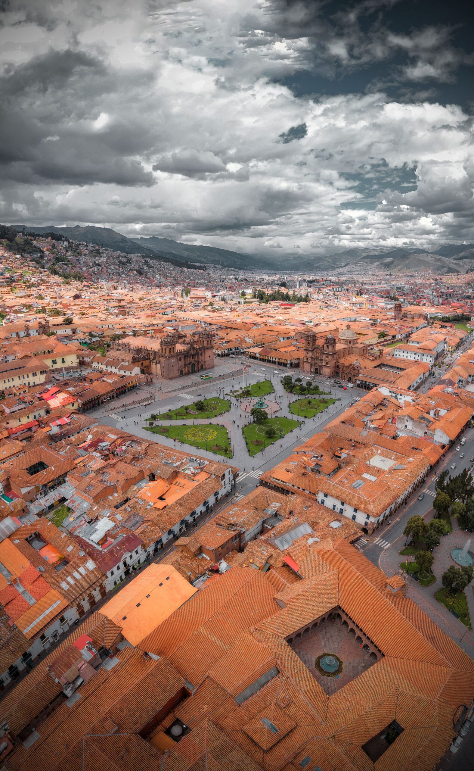 Plaza de Armas and historic architecture in Cusco city, Peru