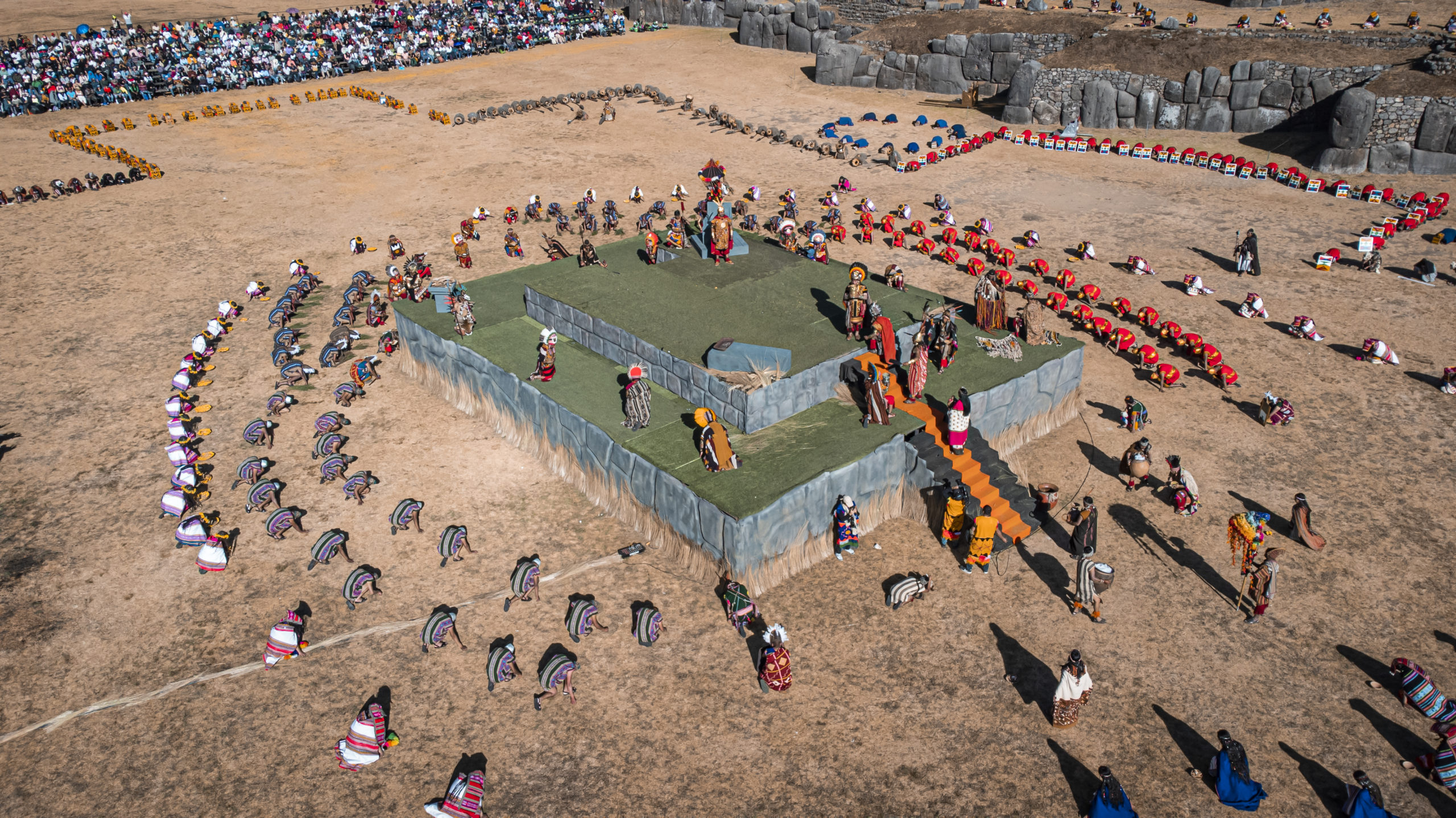 Sacsayhuamán fortress during the main Inti Raymi ceremony