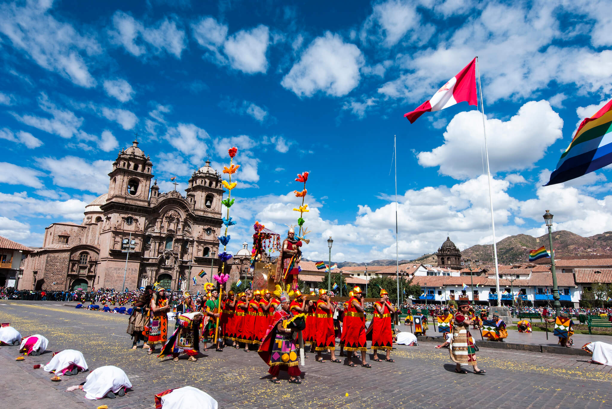 Inti Raymi Festival of the Sun ceremony at Sacsayhuamán Cusco with traditional dancers